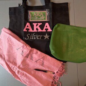 AKA Silver Gift Bundle – Tote, Pashmina, Toiletry Bag, Luggage Tag & Pen